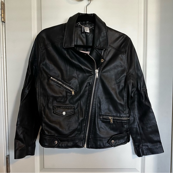 H&M Jackets & Blazers - H&M Black Leather Motorcycle Jacket with Asymmetrical Zipper